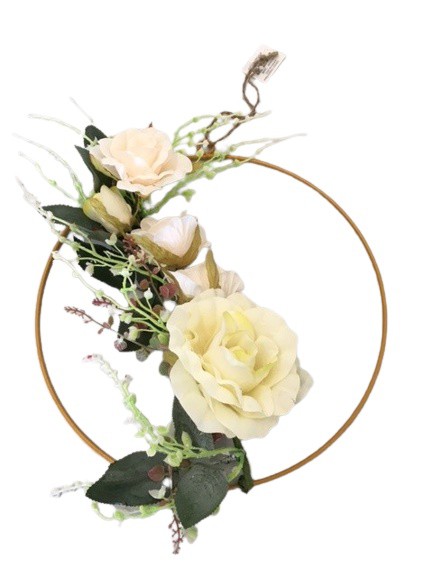 Věnec kovový kruh s růžemi 30cm | Dekorace